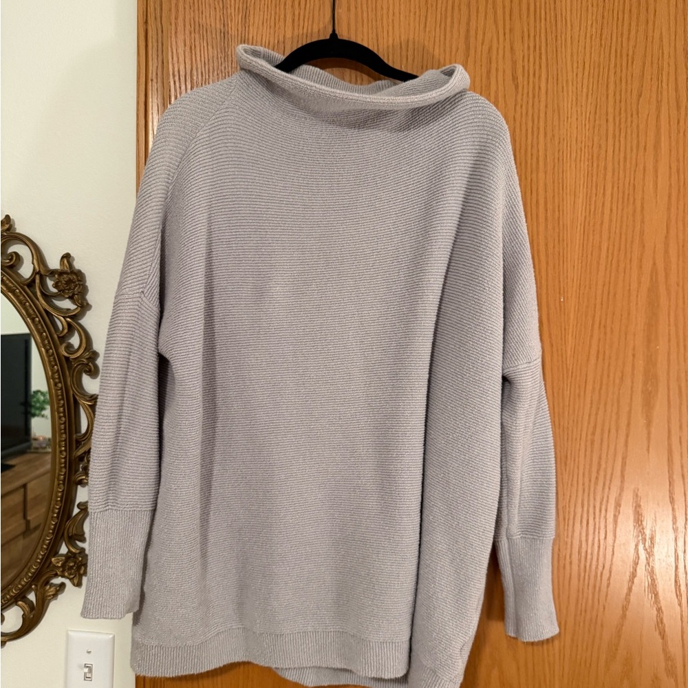 Free People Light Gray Cowl Neck Sweater
